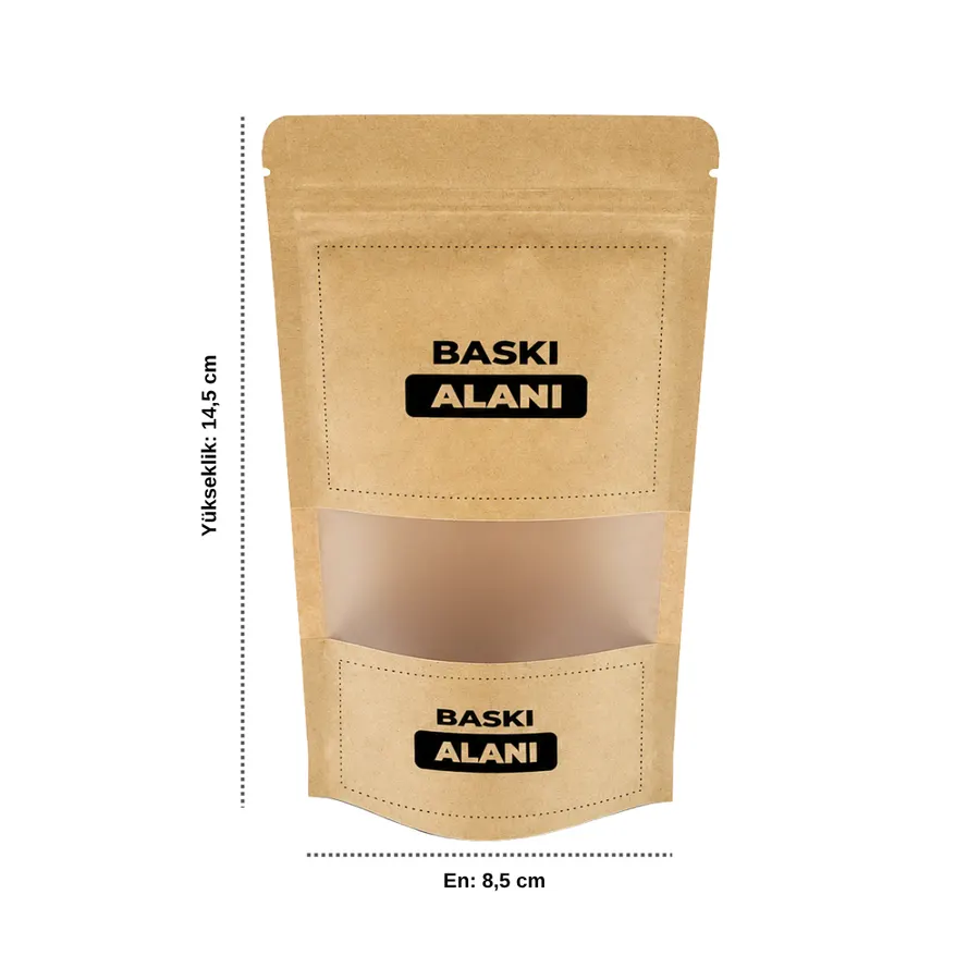 Pencereli Kraft Oval Doypack