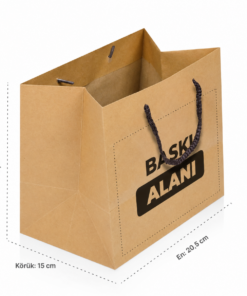 Ip saplı kraft çanta - 24 x 20,5 x 15 İp Saplı Kraft Çanta Baskılı