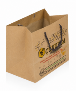 Ip saplı kraft çanta - 24 x 20,5 x 15 İp Saplı Kraft Çanta Baskılı