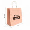 Açık pembe kraft çanta - 20x22x10 Burgu Saplı Açık Pembe Kraft Çanta Baskılı